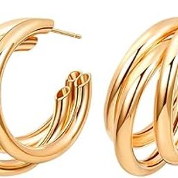 Earrings for Women and Girls Golden Hoops Earrings | Gold Plated Twisted Layered Hoop Earrings for Women | Birthday Gift for girls and women Anniversary Gift for Wife-21