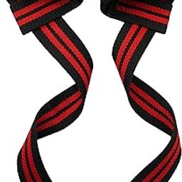 XTRON Weight Lifting Wrist Straps, Wrist Supporter with Cuff Padded, use for Deadlift, Powerlifting, Strong Straps anti-skid Improve Bar Grip & Lift Heavy Weight Gym Workout, Strength Training Fitness Exercise, Accessories for Men & Women, Pack of 2 straps (Wrist Straps, DX.054)Black Red-image-42