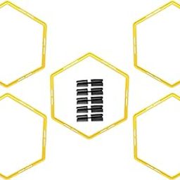 Enakshi (LABEL) Creations 5 Pieces Hex Agility Rings Multipurpose Exercise Rings for Kids Adults Rugby Yellow-86