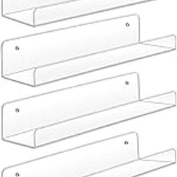 Sooyee Acrylic Shelves,6 Pack 15 Inch Floating Wall Shelves, Funko Pop Display Shelf,Invisible Kids Book Shelf,Picture Ledge Shelf Decor, Plastic Bathroom Wall Shelves,Clear-picture-24