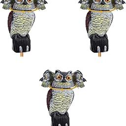 HASTHIP® Outdoor Bird Repellent Devices Pigeon Deterrent Scare for Balcony 360 Degree Rotating Head Owl Decoys Garden Yard 3PCS-image-53