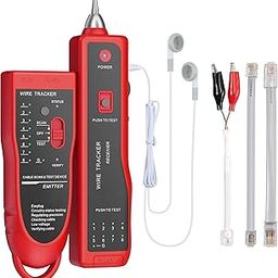 CARE CASE® Network Cable Wire Tracker Cable Tester UTP STP RJ11 RJ45 Cat5 Cat5E Cat6 Telephone Wire Tracker Tracer Toner Detector Line Finder (RED)-17