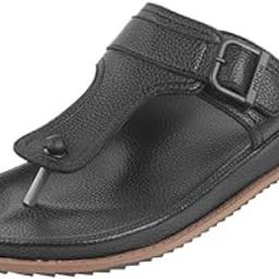 Men Black Slip-on T-strap Comfort Chappal-11