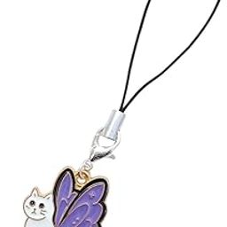 Butterfly Cat Phone Charm, White and Purple Enamel, Mobile Strap with Lobster Clasp-picture-26