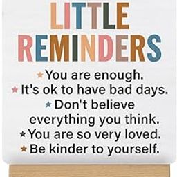 Sarvada Decor Inspirational Affirmation Desk Sign Decor Positive Little Reminder Wood Sign with Easel Home Desk Décor-image-69