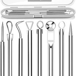 Faigy 4PCS Blackhead Remover Comedone Extractor, Curved Blackhead Tweezers Kit, Professional Stainless Pimple Acne Blemish Removal Tools Kit-24