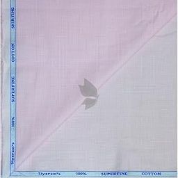 100% Superfine Cotton Pink (Seashell) colour with Checkered Pattern Unstitched Shirt Fabric of 1.6 Mts / VV2359D-image-61