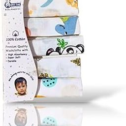 Moms Lap Muslin Cotton Face Towels for Newborn Baby Napkin Extra Soft Hankies (Pack of 6)-19