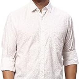 raymond Men's Pure Cotton Print Pattern Slim Fit Regular Collar Full Sleeve Casual Shirt-picture-1