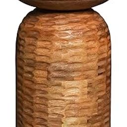 Saleberate Solid Mango Wood 13-Inch Wide Round Contemporary Accent Table in Warm Natural, Fully Assembled, Ideal for Living Room and Bedroom (Natural, 13 INCHES)-picture-17