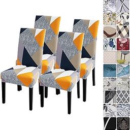 papasgix Dining Room Chair Covers Set of 4, Stretch Removable Washable Spandex Dining Chair Slipcovers Protectors, Kitchen Chair Covers for Dining Room Party Hotel Ceremony Banquet(Orange)-image-42