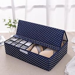 Birvan Innerwear Organizer 16+1 Compartment Non-Smell Non Woven Foldable Fabric Storage Box for Closet (44 x 28 x 12 cm Navy Blue Polka) (1)-image-20