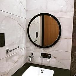 Moon Eclipse Dual-Layer Frameless Round Black Glass Layer Mirror, 24-Inch, Delivers a Flawless Reflection and a Contemporary Design That Compliments bathrooms, bedrooms, and More. (1, Round)-image-28