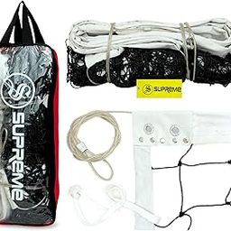 Supreme Volleyball Net Thick Nylon with Iron Wire, Tournament-Competition Quality (Black, White)-16