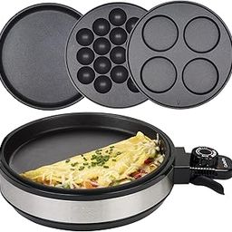 Multi Baker Deluxe - 3 Interchangeable Skillets for Grilling, Baking or Dessert Making - Takoyaki, Sandwiches, Cake Pops and More - Modern Black Non-Stick Griddle-12