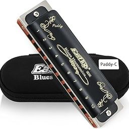 East top Mouth Organ Key of Paddy C 10 Holes 20 Tones Diatonic Harmonica Mouth Organ Musical Instrument professional for Kids, Professionals and Beginners with Blue Case-image-40