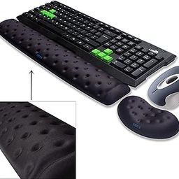 BRILA Memory Foam Mouse & Keyboard Wrist Rest Support Pad Cushion Set for Computer, Laptop, Office Work, PC Gaming - Massage Holes Design Easy Typing Pain Reliev (Black Bundle)-8