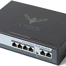 JK Vision 100M 4 Port PoE Switch JKV-PS-042M POE Injector Switch 6 Ports (2 uplink 4camera POE) 10/100mbps Compatible with J.K.Vision-10
