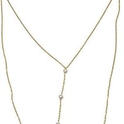10Mm 3 Simulted Gold Enamel Pearls Body Waist Link Chain For Women-image-33