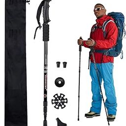 Hiking Trekking Poles, Collapsible, Lightweight, Anti Shock, Hiking or Walking Sticks, Adjustable Hiking Pole for Men and Women, All Terrain Accessories and Carry Bag (Black, 1)-image-44