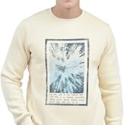 Men's Cream Printed Round Neck Sweatshirt-image-28