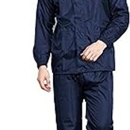 Mens Raincoat Set Waterproof with Adjustable Hood Stylish Jacket and Pant with Pockets Barsati Rain Suit, (M,Blue)-picture-45