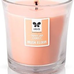 IRIS Taper Glass Jar Candle, Musk Elixir,Rich Muskfragrance,Elegant And Mesmerizing Home Fragrance Solutions,Fragrances For Fine Living,Unit Of 1 Colored And Scented Taper Jar Candle With Lid, Scented-image-60