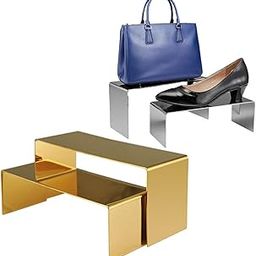 Metal Display Stand Showcase Fixtures Mirror for Clothing Stores Heels Silver-image-60