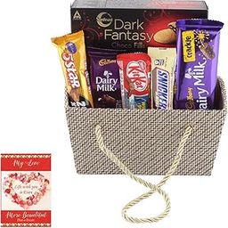 SFU E Com Premium Chocolate Basket Hamper | Valentine Chocolate With Love Greeting Card | Valentine Chocolate Hamper | 815-24