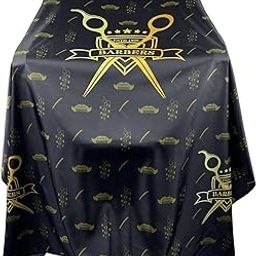 OSEN Polyester Salon Cape Scissor Printed Waterproof Barber Apron for Men Hair Styling Hair Cutting Barber Cloth Sheet, Black - Pack of 1-34
