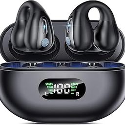 NUPLEA Open Ear Clip Headphones, Bone Conduction Headphones Wireless Earbuds Bluetooth 5.3 Sports Earphones Built-in Mic with Ear Hooks, IP7 Waterproof Fitness Ear Buds for Running 9-picture-17