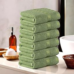 Kuber Industries Pack of 6 Cotton Hand/Face Towels For Men & Women | Easily Washable | Workout Gym Napkins For Men | Pocket Towel - Green-image-15