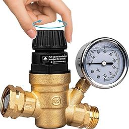 Gickbusus RV Water Pressure Regulator Valve for Camper, Premium Regulate Valves with Strainer, Made of Lead-free Brass, RV Water Pressure Regulator with Pressure Gauge-picture-14