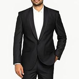 Men's Formal Black Tuxedo Suit, 2 Piece Slim Fit with Shawl Lapel (in, Numeric, 42, Blue)-picture-13