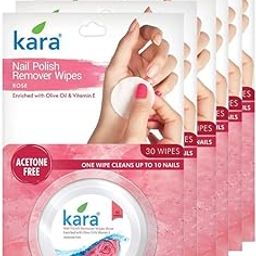 Kara Nail Polish Remover Wipes Rose - 30 Pulls (Pack of 6)| Travel-Friendly | Enriched with Olive Oil & Vitamin E | Acetone Free | One Wipe Cleans 10 Nails-image-5
