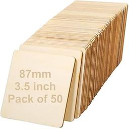 DIY4U® MDF Art Craft Coaster 3.5 Inch Square Shape, 50 pc, 2mm Thin Plain Wood Blank Cutout for Tea Coffee Painting Resin & Fluid Art, Mandala, Decoupage, Projects, Games, Scrapbooking, Decoration-49