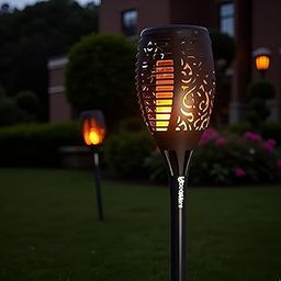 UDropMore Solar Flame Lights for Outdoor (Pack of 2) – 33 LEDs Flickering Flame Effect, Solar Powered, Rechargeable, IP65 Waterproof Garden & Pathway Lighting-image-97