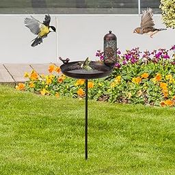 CALANDIS™ 12.2" Bird Bath Decor Metal with Stake Garden Birdbath for Outside Yard Lawn | Birdbaths | Bird & Wildlife Accessories | Yard, Garden & Outdoor Living-image-24