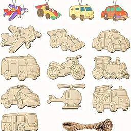 CLITHS 10 Pccs Wooden Vehicle Ornaments DIY Craft of Unfinished Paintable MDF Cutouts-image-90