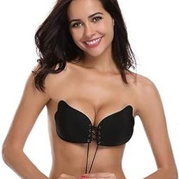 Invisible Strapless Backless Adhesive Bra Silicone Gel Stick-On Sticky Bra for Women S Invisible Push Up Design Bra B Size (in, Cup Band, B, Standard, Black)-15