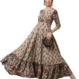 Women's Rayon Anarkali Floral Printed Angrakha Kurta-image-2
