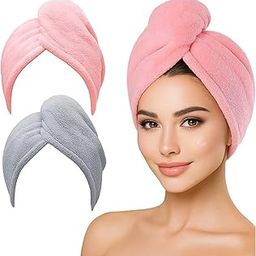 Microfiber Hair Towel for Women & Girls | Pink & Grey | 400 GSM Ultra Soft Quick Dry Hair Wrap Towel for Frizz-Free, Damage-Free Hair Drying | Absorbent Fast Dry Hair Turban-image-28