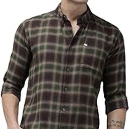 Men's Checked Slim Fit Cotton Flannel Casual Shirt | Brown | TBH-SAYANG-BR-image-27