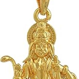 Gold plated Brass, Ram Bhakt Hanuman Bajrang Bali, small and sober, stylish Pendant Hindu God, Men women-image-76