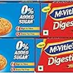 McVities Digestive High Fibre Biscuits with Wholewheat and Zero Added Sugar, 150g (Pack of 4)-image-1