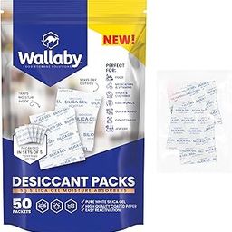 Wallaby 5g (50 Pack) Pure White Silica Gel Dehumidifier Packs Food Safe - Refillable & Coated Moisture Absorbers - Protects Against Damage-picture-19