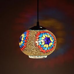 AG APPORVA GLASS Turkish Multi Color Globe Hanging Light 5 Inche, Pendant Lights for Dining Table, Lighting Fixtures Ceiling Hanging Lamp for Bedroom, Living Room-image-19