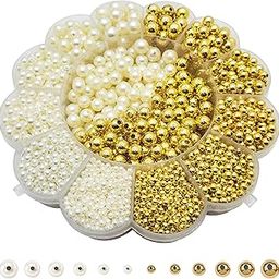 RelicMani Pearl Moti Beads Kit | Craft & Jewellery Making Beads Set | Flower Box Organizer with 3-10mm Beads for Rakhi, Aari Work, DIY Projects (Offwhite Gold)-image-33
