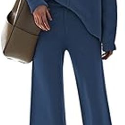 Women's 2-Piece Outfit Set, Long Sleeve Knit Pullover, Sweater Top and Wide Leg Pants Sweatsuit-picture-18