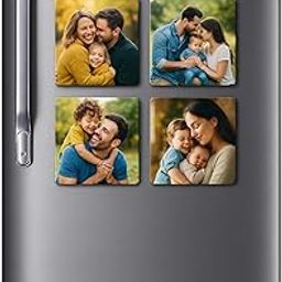 Tajnan Personalized Photo Fridge Magnets – Customized Magnetic Tiles for Memories & Décor (Set of 4)-image-1